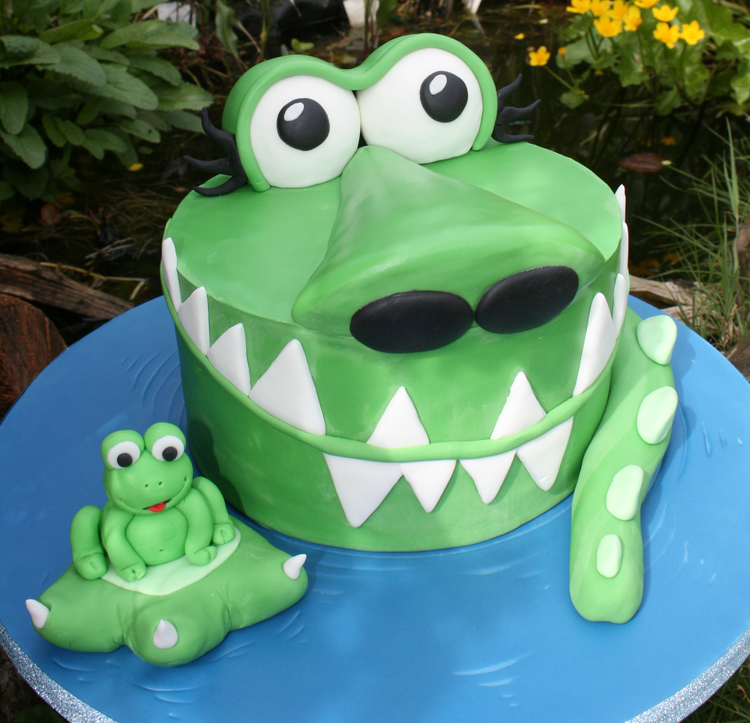Alligator & Crystal Cake - It's My Birthday - White Outlined Version -  Birthday - Sticker | TeePublic