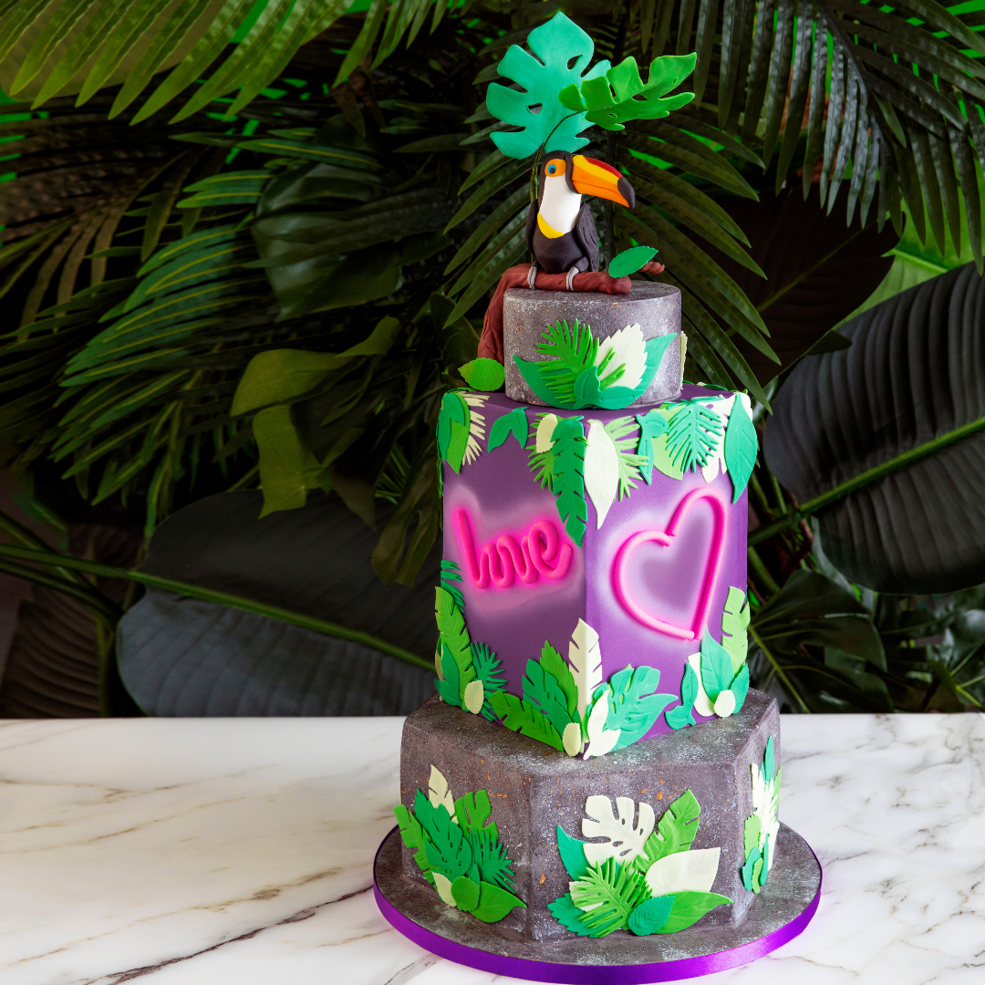 Personalised Colour Printed Neon Look wood Cake Toppers Birthday Weddi